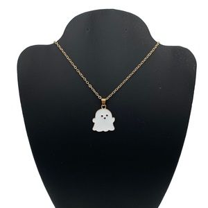 Trendy White Ghost Golden Necklace